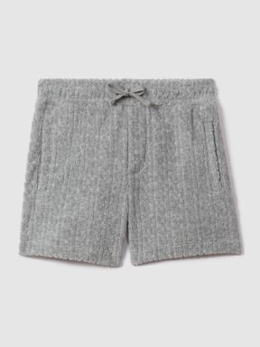 Soft Grey Reiss Fletcher Towelling Drawstring Shorts