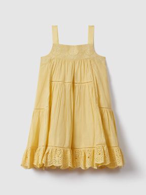 Yellow Reiss Nettie Loose Cotton Broderie Dress