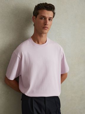 Light Lilac Reiss Tate Oversized Garment Dye T-Shirt