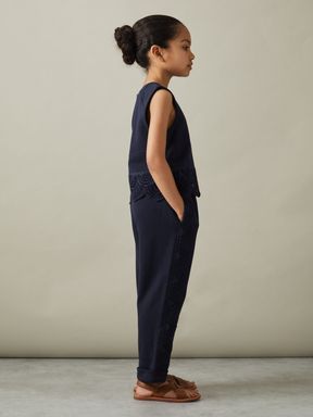Navy Reiss Sophie Cotton Broderie Top Co-Ord