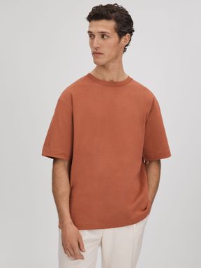 Raw Sienna Reiss Tate Oversized Garment Dye T-Shirt
