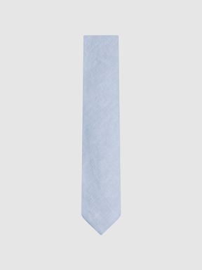 Sky Blue Melange Reiss Vitali Linen Tie