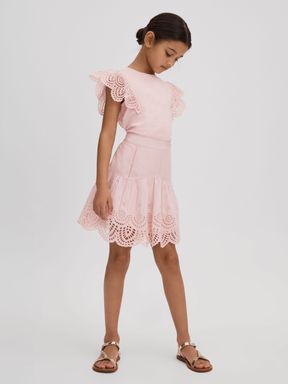 Pink Reiss Jasmine Broderie Skirt