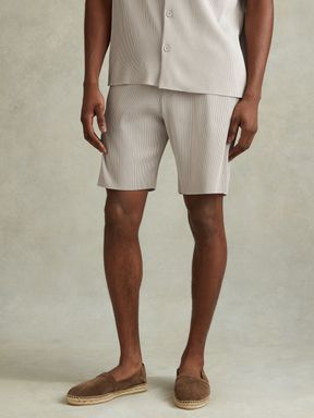 Silver Reiss Conor Ribbed Elasticated Waist Shorts