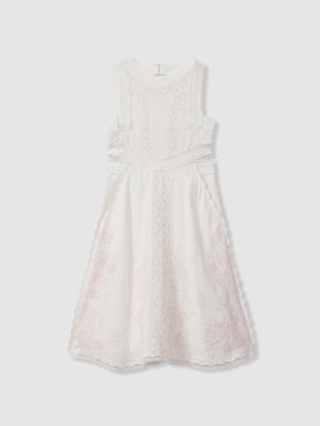Ivory Reiss Cassie Embroidered Lace Dress