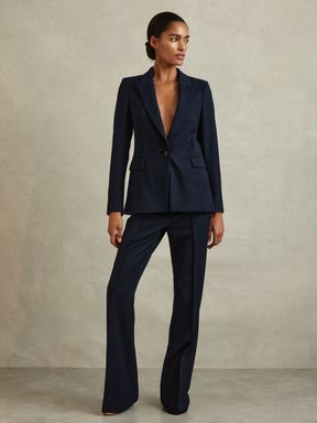 Navy Reiss Gabi Tailored Single Breasted Suit Blazer