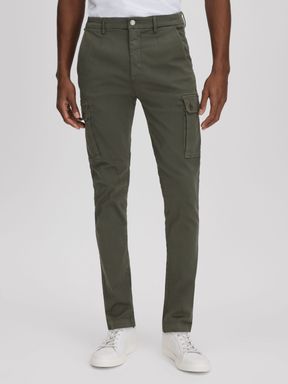 Military Green Replay Slim Fit Cargo Trousers