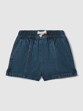 Blue Reiss Marloe Drawstring Denim Shorts