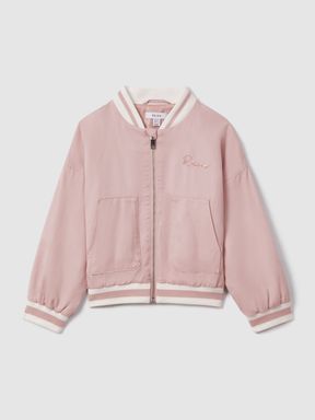 Pink Reiss Remi Colourblock Varsity Bomber Jacket