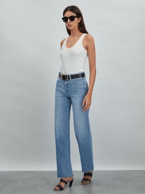 Helena Blue Paige Flared Cropped Jeans