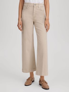 Soft Sand Paige Flared Cropped Jeans