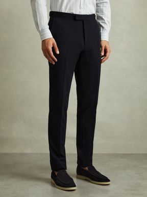 Navy Reiss Trial Stretch Jersey Trousers
