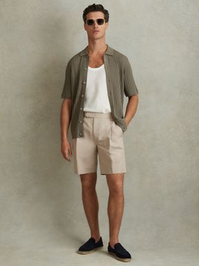 Stone Reiss Con Cotton Blend Adjuster Shorts