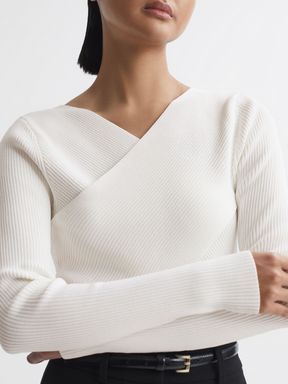 Ivory Reiss Heidi Knitted Wrap Long Sleeve Top