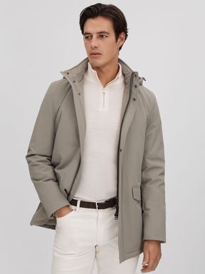 Taupe Reiss Dublin Water Repellent Removable Hooded Coat