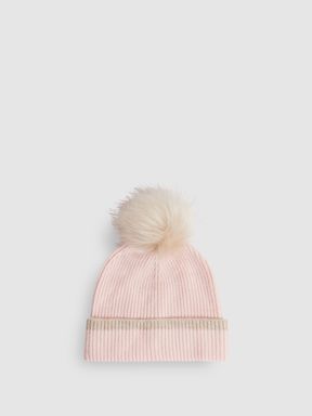 Pink Reiss Hattie Wool Ribbed Pom-Pom Hat