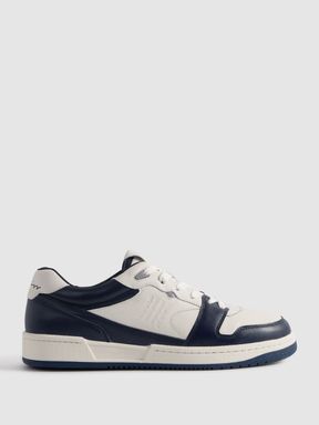 Navy/White Reiss Astor Leather Lace-Up Trainers