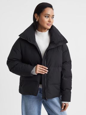 Onyx Black Scandinavian Edition Cropped Puffer Jacket