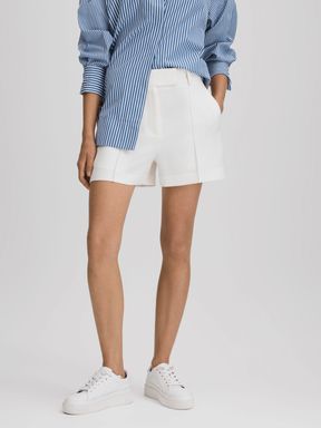 White Reiss Sienna Crepe Tailored Shorts