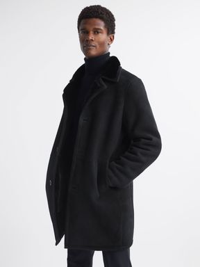 Black Oscar Jacobson Suede Wool Coat