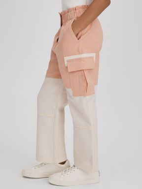 Pink Reiss Adalia Colourblock Elasticated Cargo Jeans