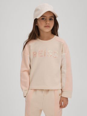 Pink Reiss Ivy Cotton Blend Sequin Sweatshirt