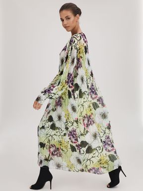 Multi Florere Printed Blouson Sleeve Midi Dress