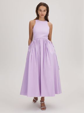 Lilac Florere Side Tie Midi Dress