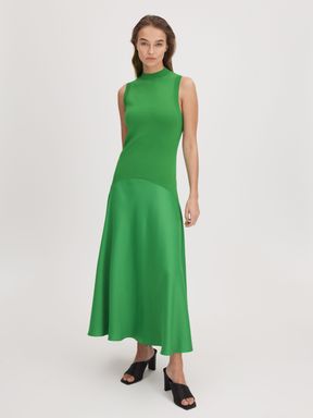 Bright Green Florere Fit-and-Flare Midi Dress