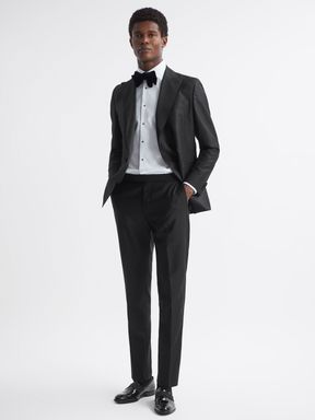 Black Oscar Jacobson Slim Fit Wool Blend Trousers