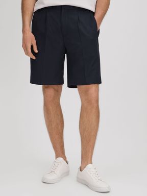 Navy Reiss Sussex Relaxed Drawstring Shorts