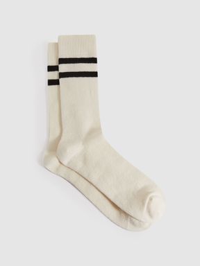 Ecru Reiss Alcott Wool Blend Striped Crew Socks
