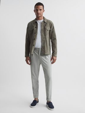 Soft Grey Reiss Brighton Relaxed Drawstring Trousers with Turn-Ups
