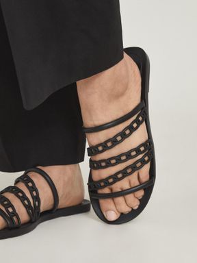 Black Reiss Magda Chain Detail Jelly Sandals