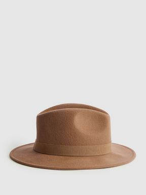 Camel Reiss Ashbourne Wool Fedora Hat