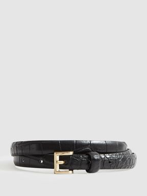 Black Reiss Molly Mini Mini Leather Belt