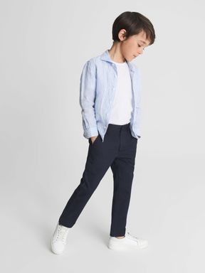 Navy Reiss Pitch Junior Slim Fit Casual Chinos