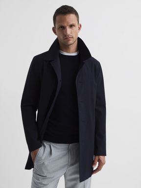 Navy Reiss Perrin Trench With Removable Zip Neck Insert