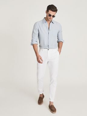 White Reiss Pitch Slim Fit Washed Chinos