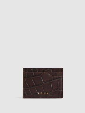 Chocolate Reiss Cabot Leather Card Holder