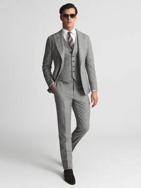Grey Reiss Buxley Wool Wedding Suit: Waistcoat
