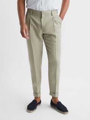Soft Beige Reiss Slate Tapered Trousers
