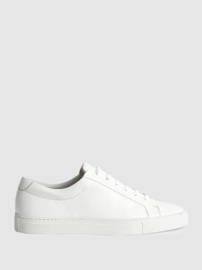 White Reiss Luca Grained Leather Trainers