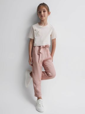 Pink Reiss Joanie Paper Bag Cargo Trousers