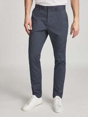 Airforce Blue Reiss Pitch Slim Fit Washed Chinos