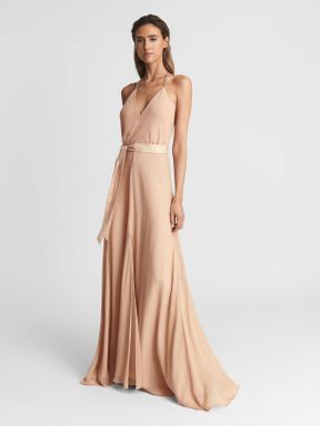 Nude Reiss Isabella Strappy Maxi Dress