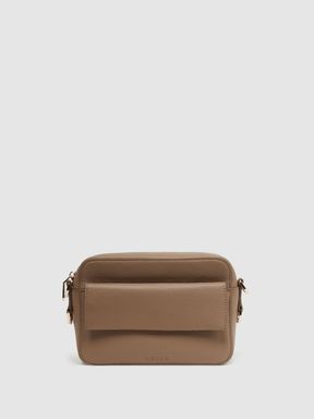 Taupe Reiss Cleo Leather Crossbody Camera Bag