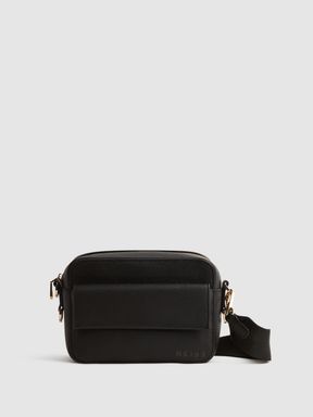 Black Reiss Clea Leather Crossbody Bag