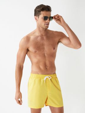 Lemon Reiss Wave Plain Drawstring Swim Shorts