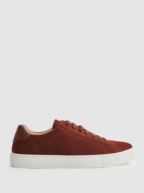 Rust Reiss Finley Suede Suede Trainers